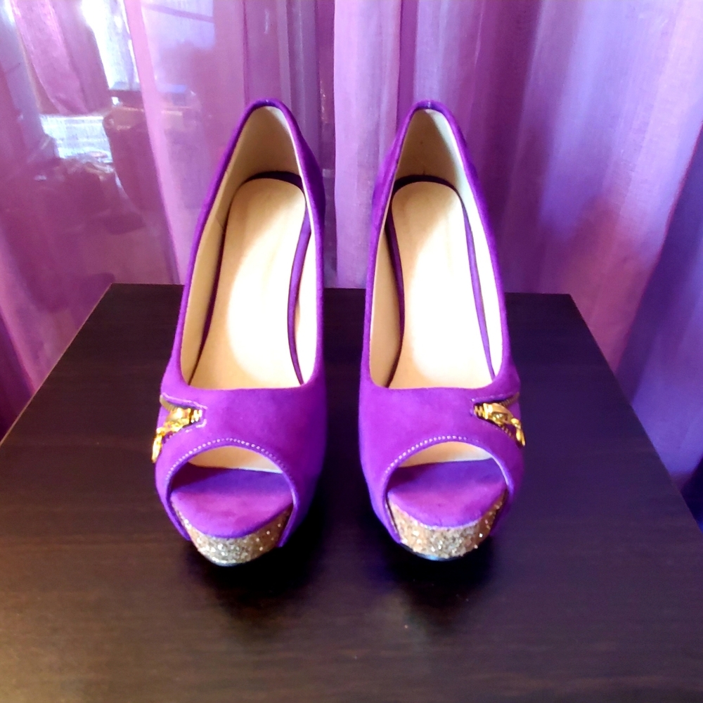 Purple Block Heels